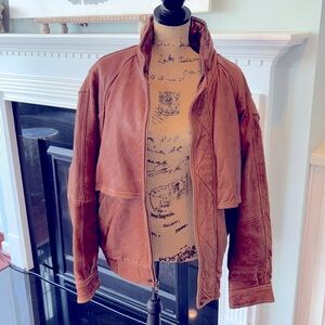Vintage J. Riggins Leather lamb bomber jacket coat size large aviator as is